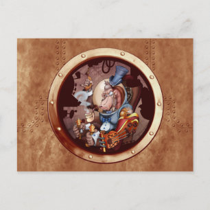 Steam Punk Space Chimp Portal Postcard Vykort