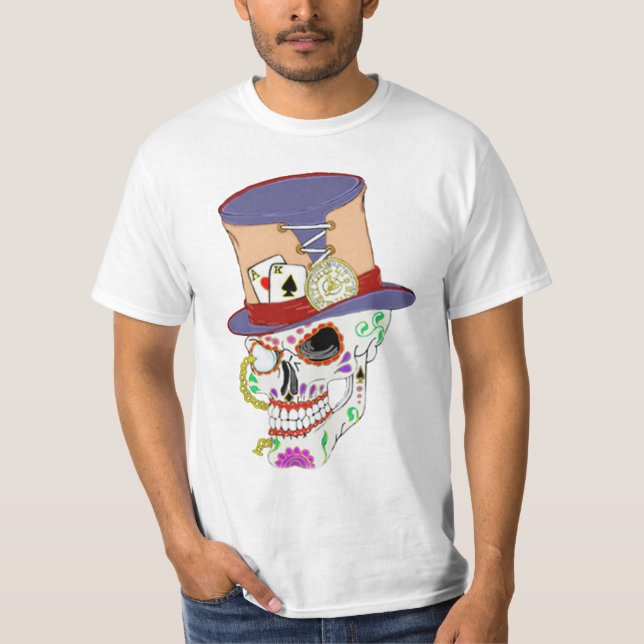 Steam Punk Sugar Skull T Shirt (Framsida)