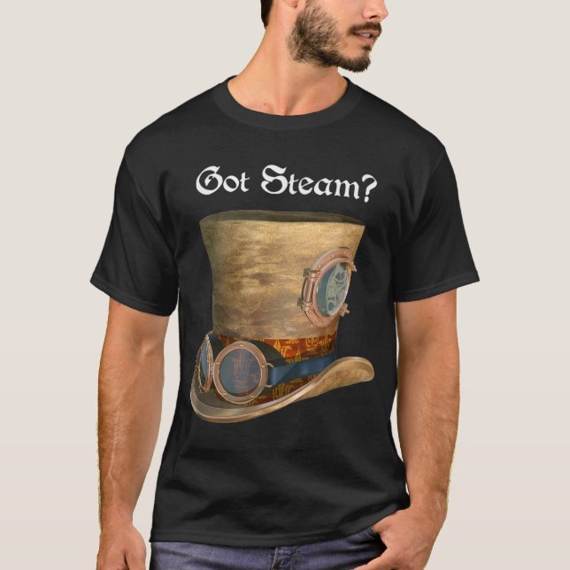 Steam Punk Top hat Goggles Cosplay Sci Fi Steampun T Shirt (Framsida)