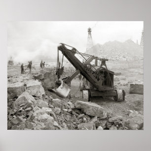 Steam Shovel, 1910. Vintage Photo Poster