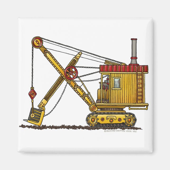 Steam Shovel Digger Construction Magnets Magnet (Framsidan)