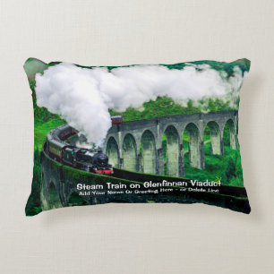 Steam Tåg i Glenfinnan Viaduct - Lägg till Namn Prydnadskudde