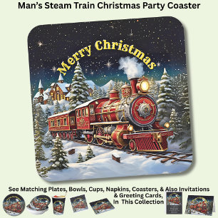 Steam Tåg Man's jul Party Underlägg Papper Kvadrat