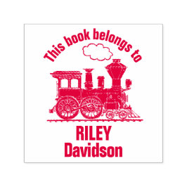 Steam tåg namn ungar bibliotek frimärke självfärgande stämpel