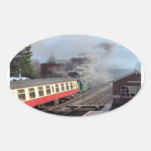STEAM TÅG OVALT KLISTERMÄRKE
