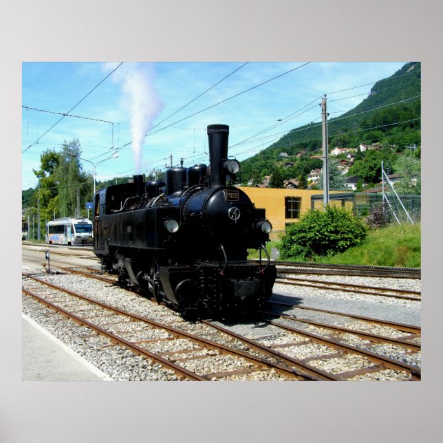 Steam tåg vid Blonay Poster (Framsidan)