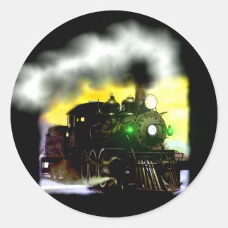 Steam Tåg vid Dusk Runt Klistermärke