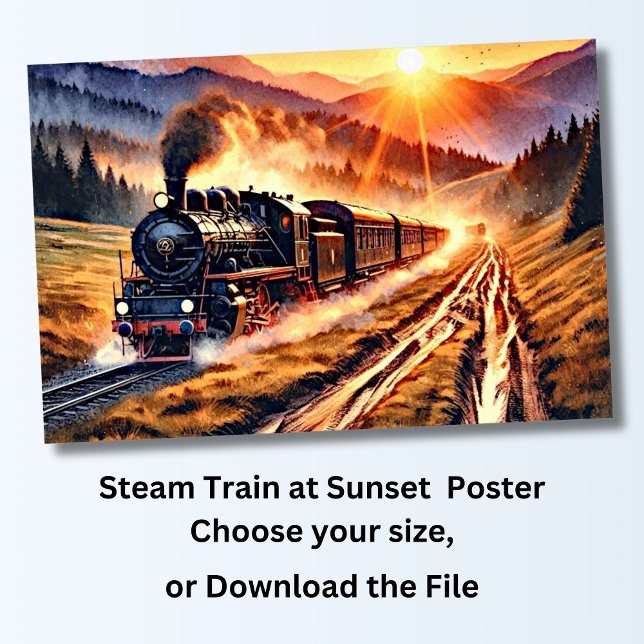 Steam Tåg vid Sunset Poster (Skapare uppladdad)