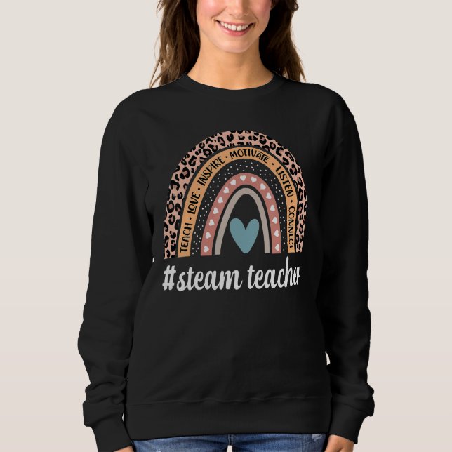Steam Teacher Rainbow Leopard Science Technology T T Shirt (Framsida)