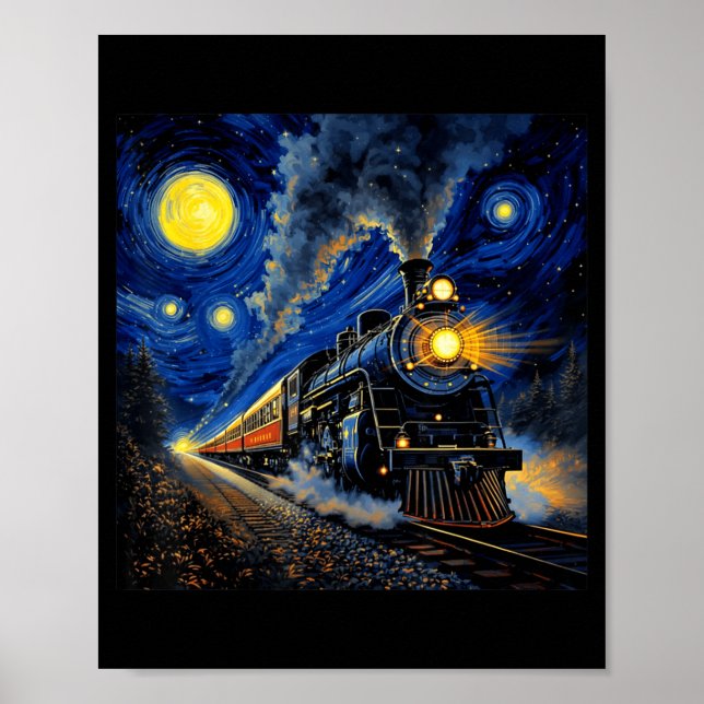Steam Train Graphic For Men Boys Locomotive  Poster (Framsidan)