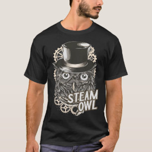 Steam Uggla Steampunk Uggla med Top hat Monocle &  T Shirt