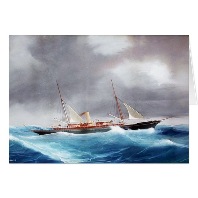 Steam Yacht Margarita 1900's Hälsningskort (Framsidan Horizontal)