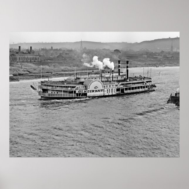 Steamboat 'Cincinnati' 1906 BW Poster (Framsidan)