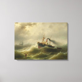 Steamboat i en Storm vid Nordsjön Canvastryck