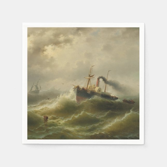 Steamboat i en Storm vid Nordsjön Pappersservett (Framsidan)
