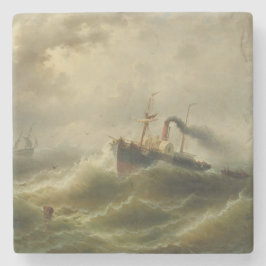 Steamboat i en Storm vid Nordsjön Stenunderlägg