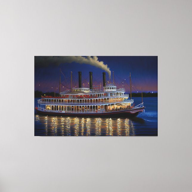 Steamboat on the Mississippi, Nautical Art Canvastryck (Framsida)