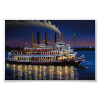 Steamboat on the Mississippi, Nautical Art Fototryck