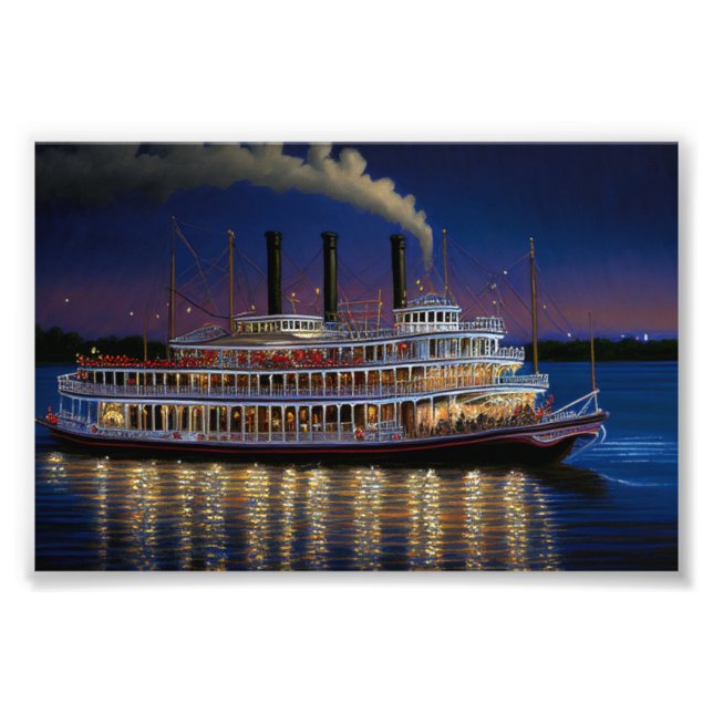 Steamboat on the Mississippi, Nautical Art Fototryck (Framsidan)