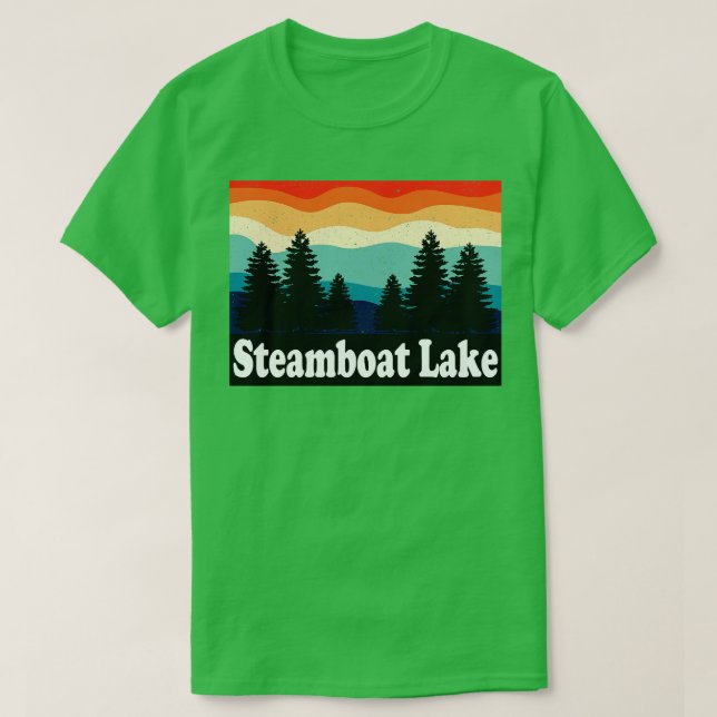 Steamboat Sjö Colorado Retro T Shirt (Design framsida)