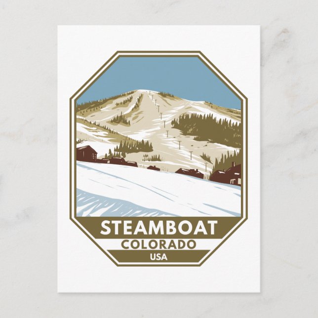 Steamboat Ski Area Winter Colorado Vykort (Framsida)