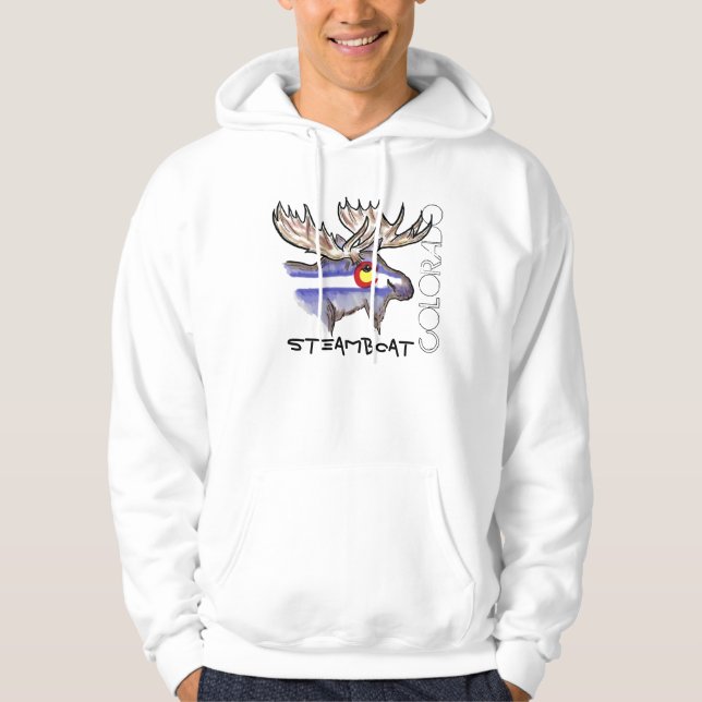Steamboat Springs Colorado älghoodie Sweatshirt (Framsida)