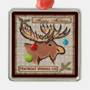 Steamboat Springs Colorado konstnärlig älgprydnad Julgransprydnad Metall