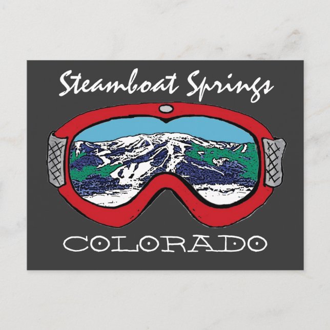 Steamboat Springs Colorado röd goggle vykort (Framsida)