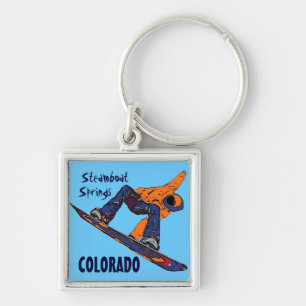 Steamboat Springs Colorado snowboarderkeychain Fyrkantig Silverfärgad Nyckelring