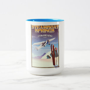 Steamboat Springs colorado vintage resemålningaffi Två-Tonad Mugg