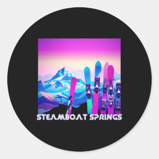 Steamboat Springs Skida Retro 80-talsstil Skidåkni Runt Klistermärke