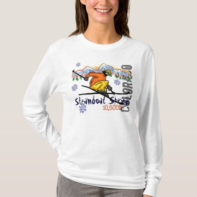 Steamboat Springs skidar höjdhoodien T-shirt (Framsida)