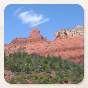 Steamboat Sten i Sedona Arizona Photography Underlägg Papper Kvadrat