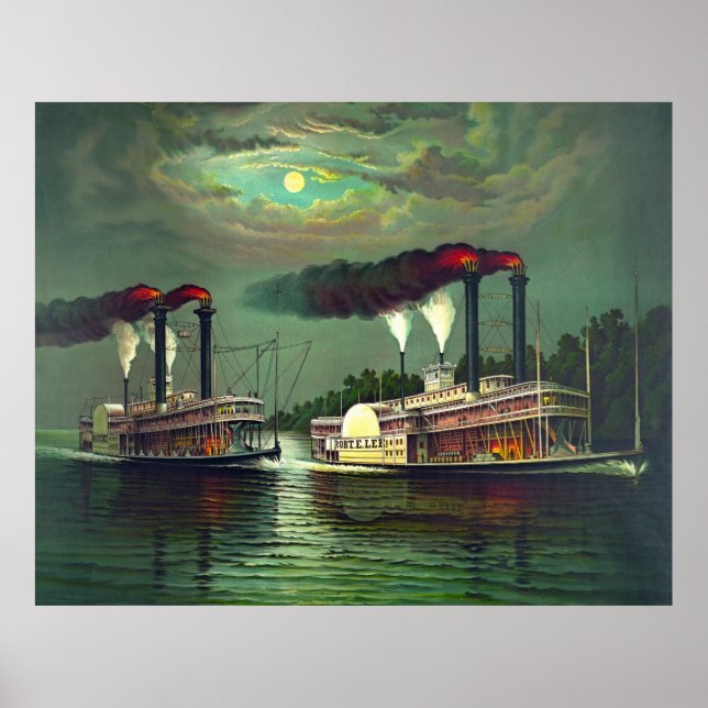 Steamboat Tävling 1883 Poster (Framsidan)