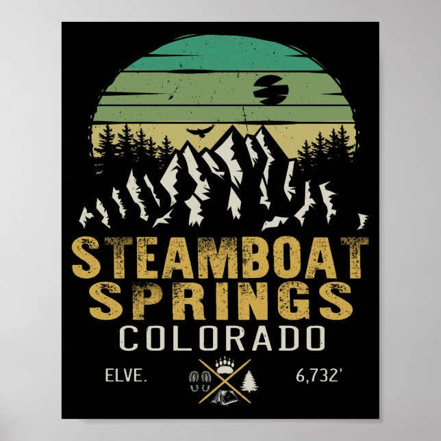Steamboat Vår Colorado Mountain Camping Hiking Poster (Framsidan)