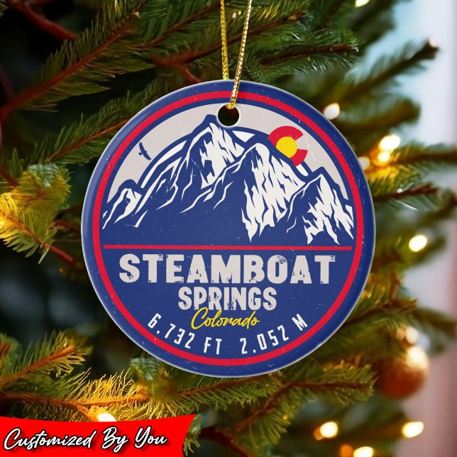 Steamboat Vår Colorado Retro Sunset Souvenirs Julgransprydnad Keramik (Skapare uppladdad)