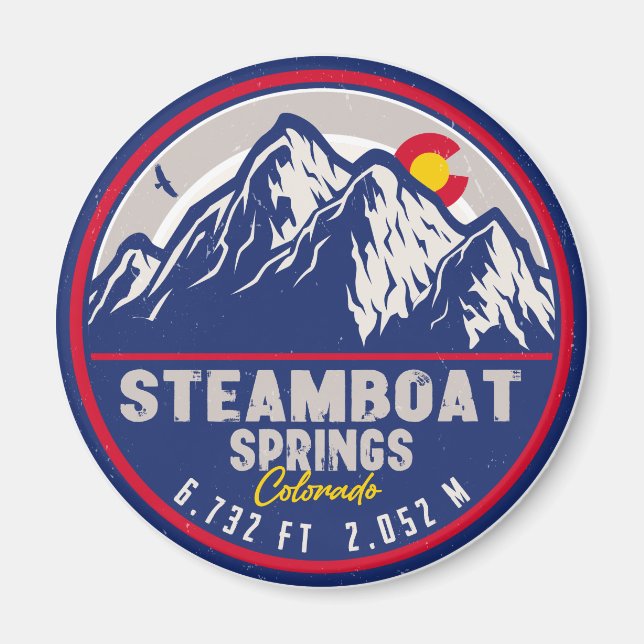 Steamboat Vår Colorado Retro Sunset Souvenirs Magnet (Framsidan)