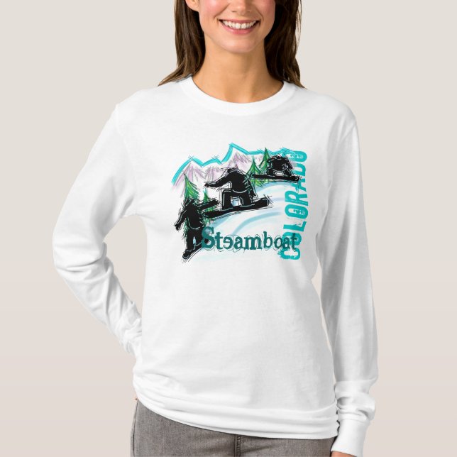 Steamboat Vår Colorado snowboard hoodie T Shirt (Framsida)