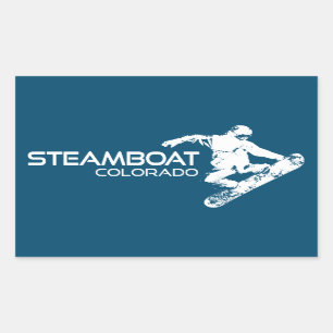 Steamboat Vår Colorado Snowboarder Rektangulärt Klistermärke