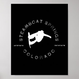 Steamboat Vår Colorado Vintage Graphic Snowboa Poster