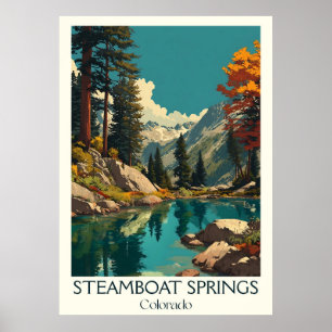 Steamboat Vår Colorado Vintage Ski River Art Poster
