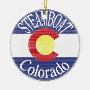 Steamboaten Colorado cirklar flagga Julgransprydnad Keramik