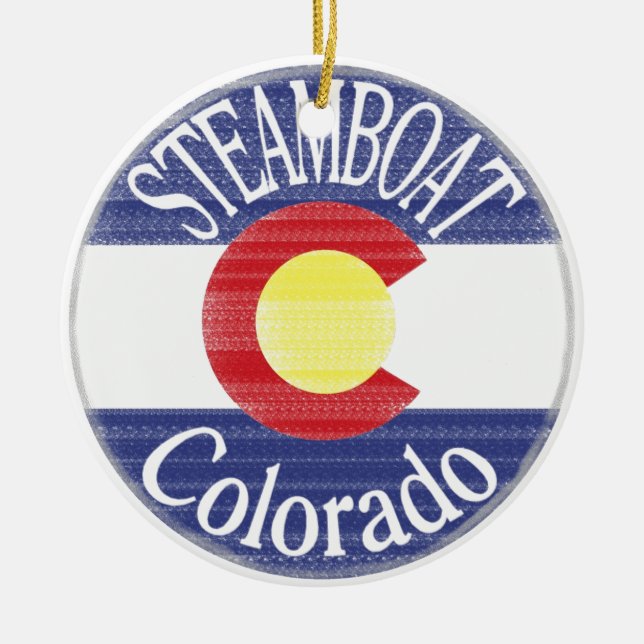 Steamboaten Colorado cirklar flagga Julgransprydnad Keramik (Framsidan)