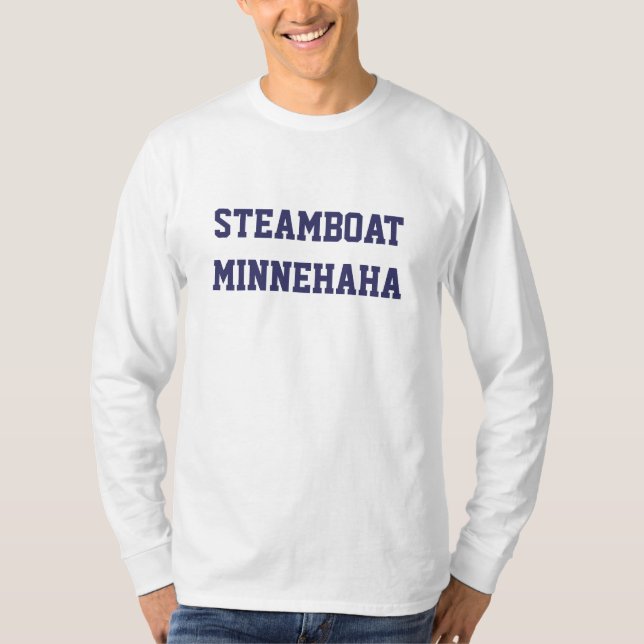 Steamboaten Minnehaha bemannar Long muff T Tee (Framsida)