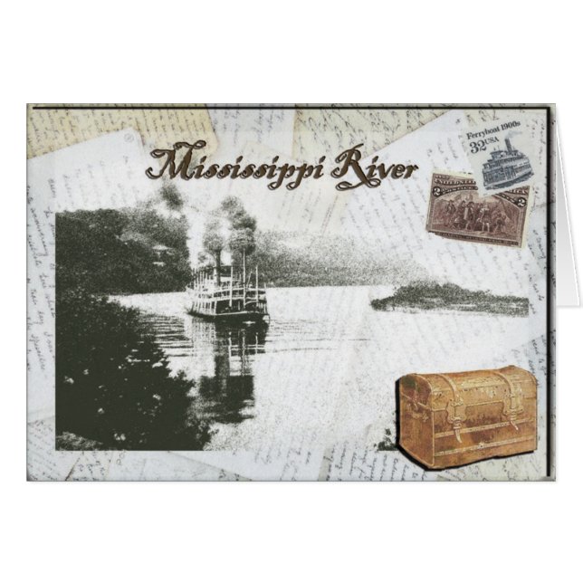 Steamboaten reser på Mississippiet River Hälsningskort (Framsidan Horizontal)