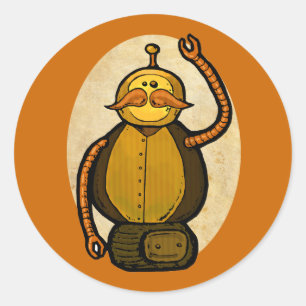 Steambot Antique Robot Runt Klistermärke