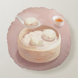 Steamed Bao Buns med Tea Rund Kudde
