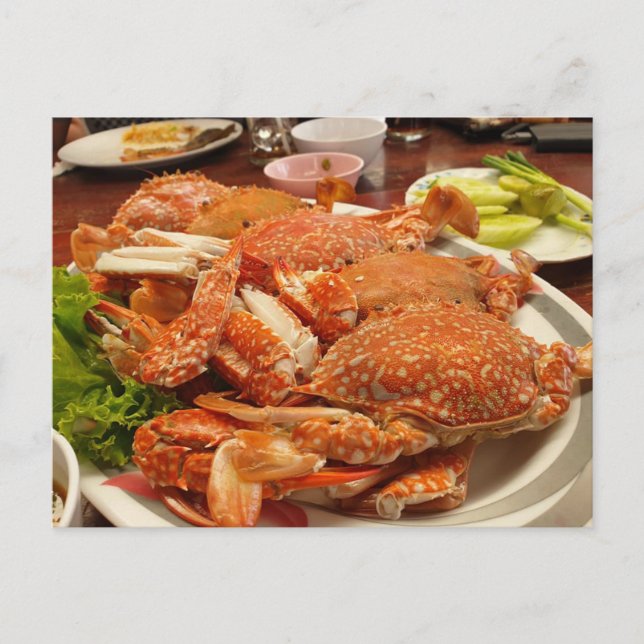 ฺฺ Steamed Blue Crab Seafood Delicious Food Vykort (Framsida)