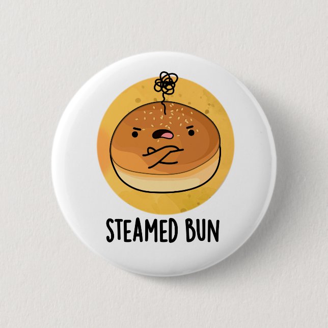 Steamed Bun Funny Food Pun Knapp (Framsida)