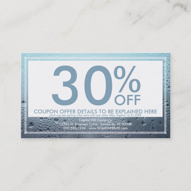 steamed glass coupon card rabattkort (Framsida)